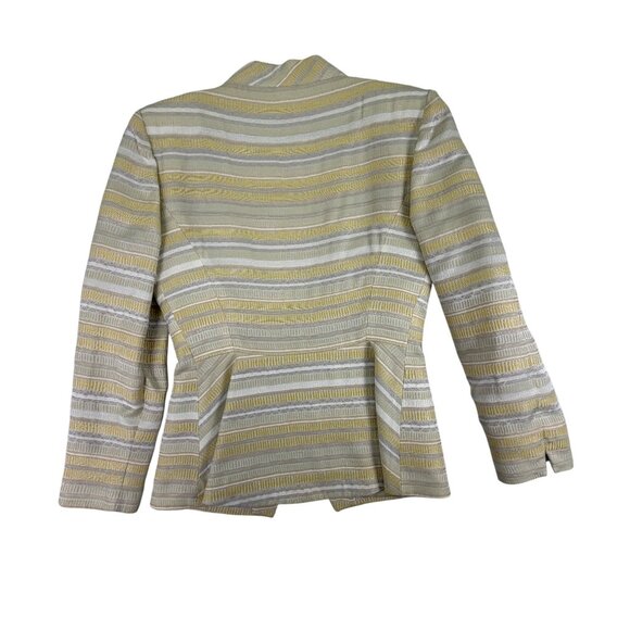 Christian Women’s Yellow & White Stripe Blazer & Skirt Set Size 2 - Picture 3 of 15